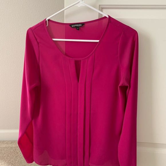 Express Tops - Express Women's Fuchsia Long Sleeve Blouse